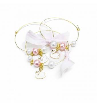 Επίχρυση χειροπέδα με επίχρυσο σμάλτο κυκνάκι και επίχρυσα στοιχεία.