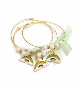 Επίχρυση χειροπέδα με επίχρυσο σμάλτο ουράνιο τόξο και επίχρυσα στοιχεία.